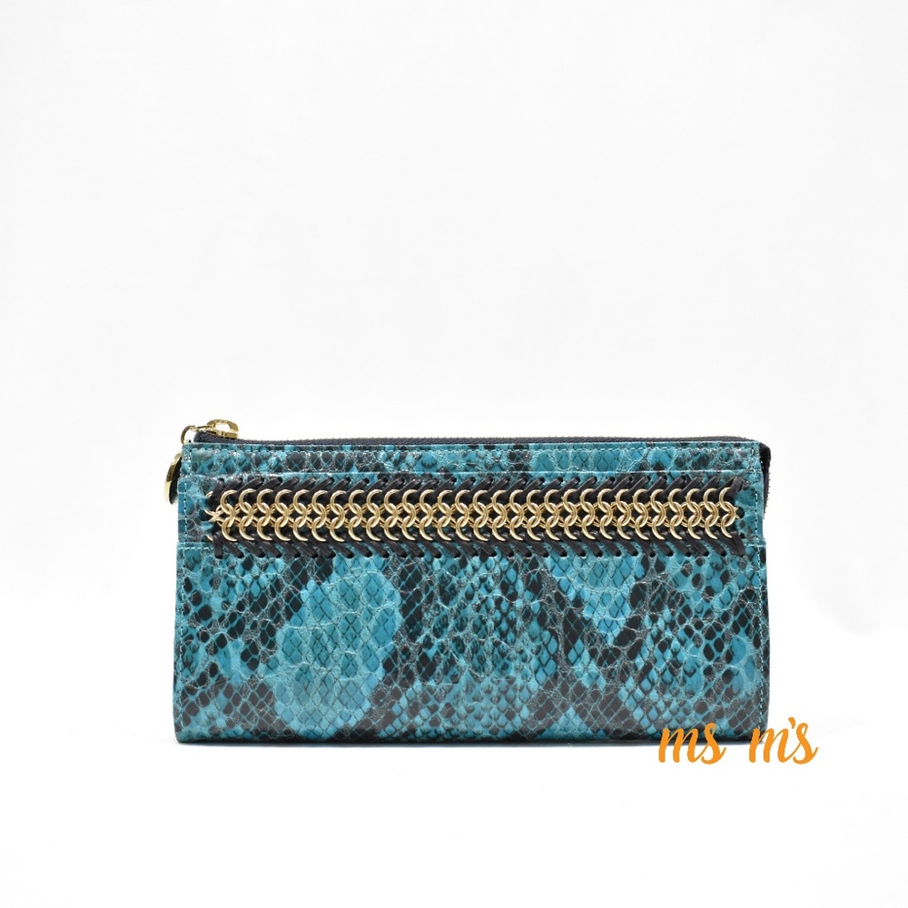 NIB Stella McCartney Faux Snake blue WALLET - Picture 2 of 6